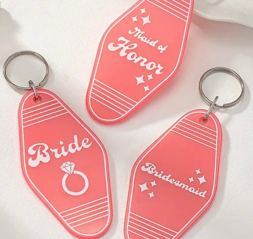 Bridal Party Vintage Motel Keychains