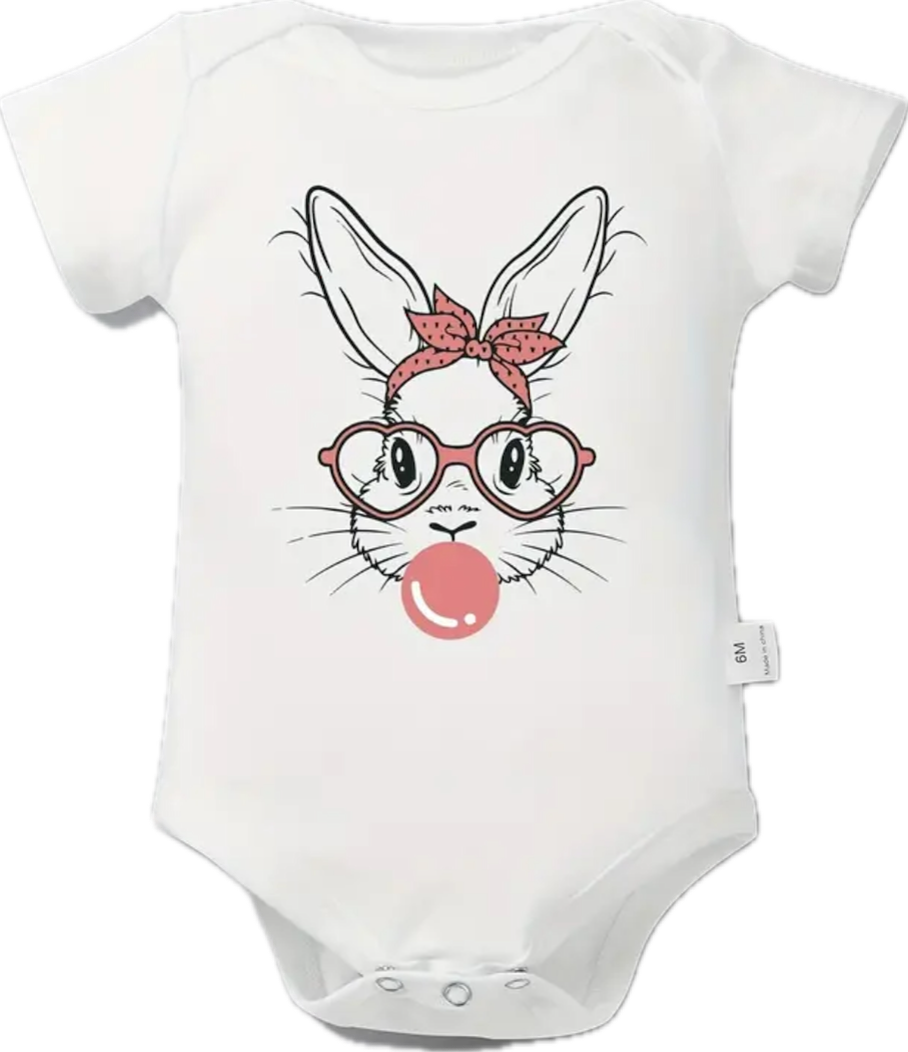 Bunny+Bubble+Bow Baby Onesie