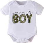 Load image into Gallery viewer, Mama’s Boy Camo Baby Onesie
