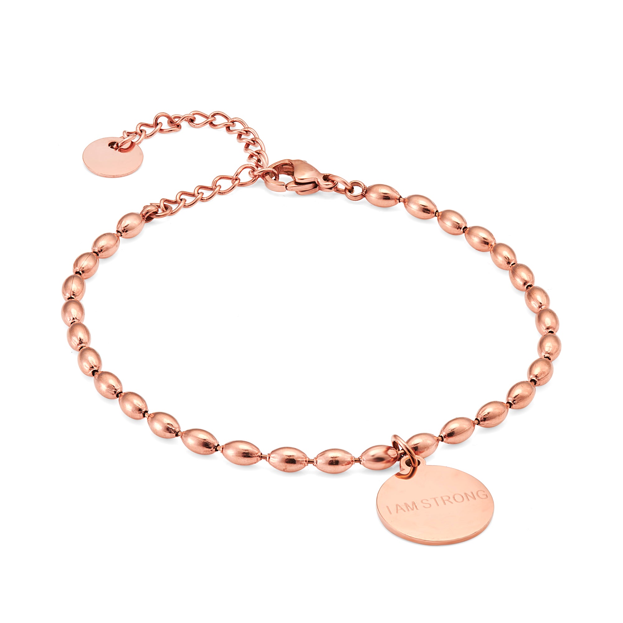 ‘I Am Strong’ Beaded Bracelet Rose Gold