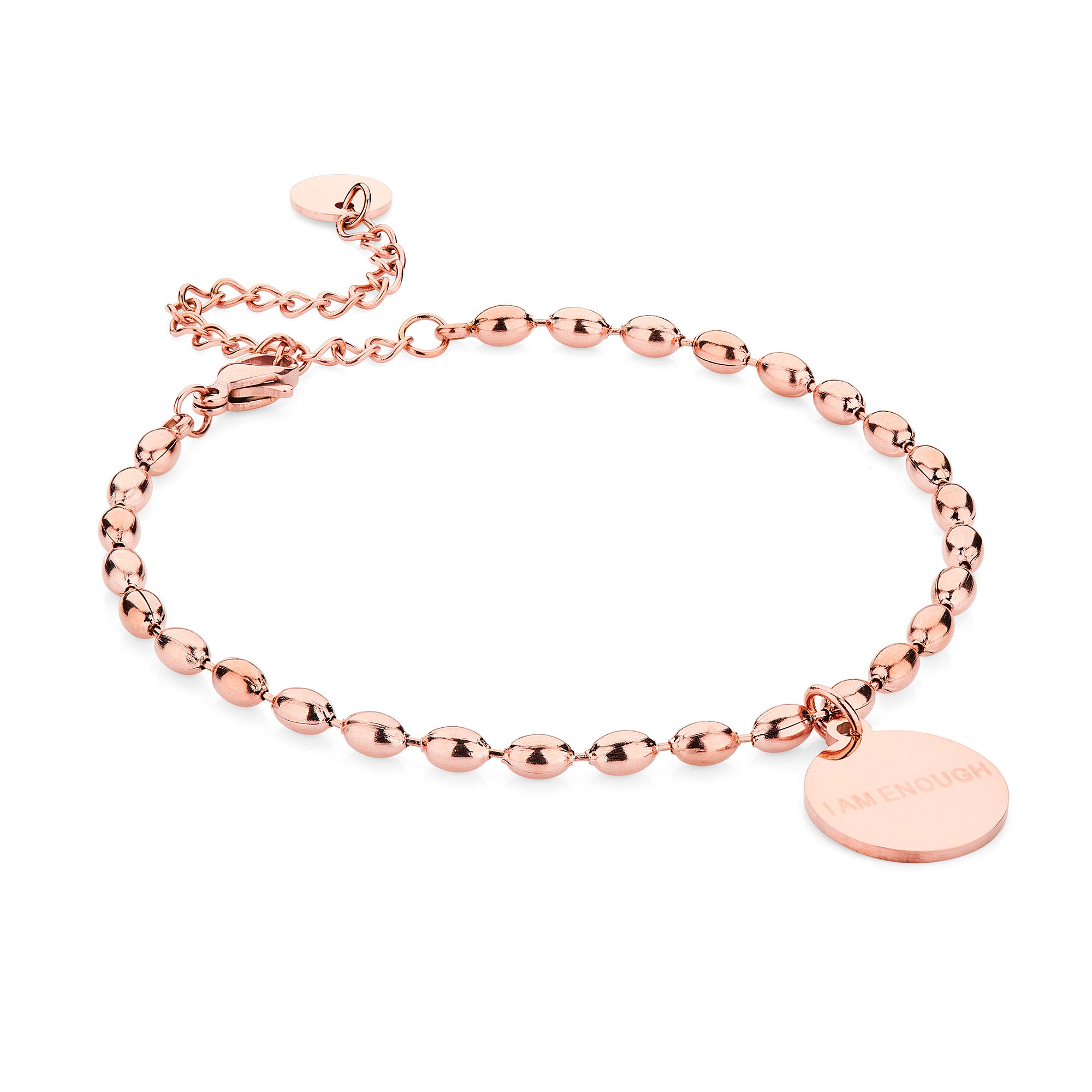 ‘I Am Enough’ Beaded Bracelet Rose Gold